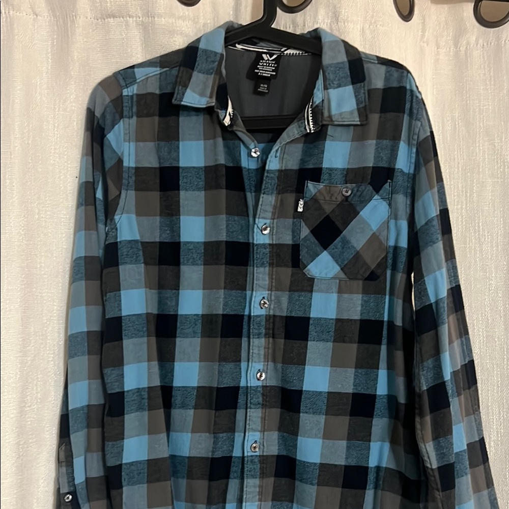 Shaun White Blue and Black Casual Button Down Shirt